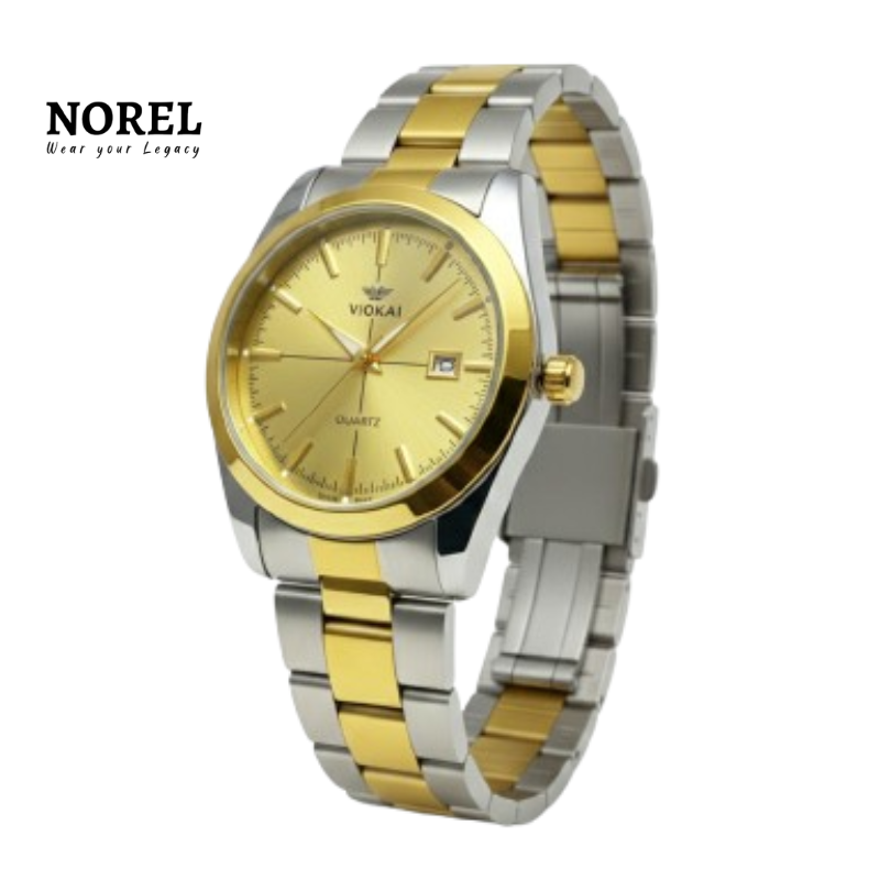 Viokai Stainless Steel Quartz Analog Watch - Gold