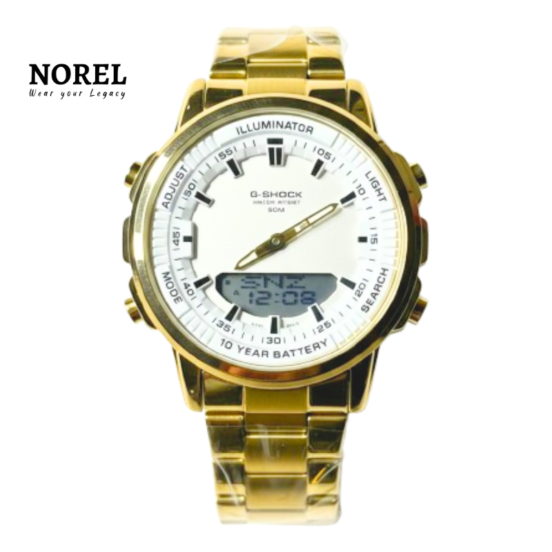 G-Shock Dual Display Chronograph Stainless Steel Watch - White & Gold