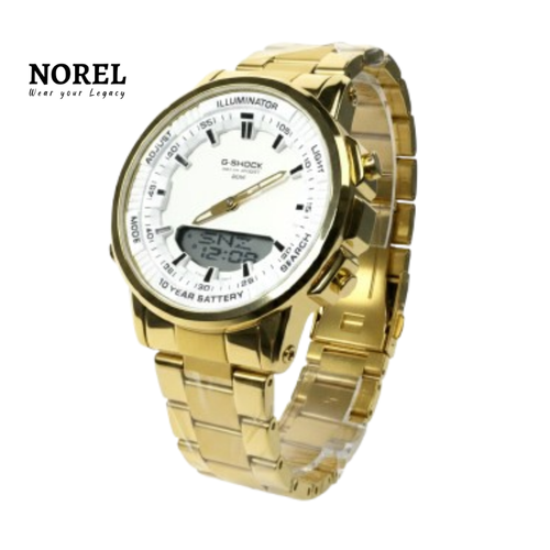 G-Shock Dual Display Chronograph Stainless Steel Watch - White & Gold