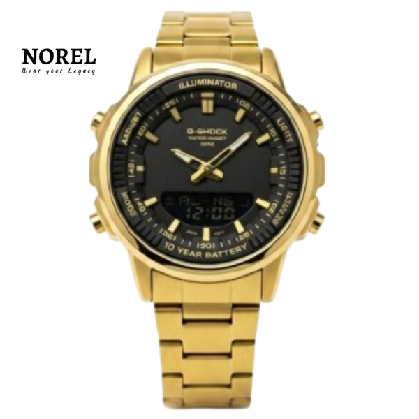 G-Shock Dual Display Chronograph Stainless Steel Watch - Black & Golden