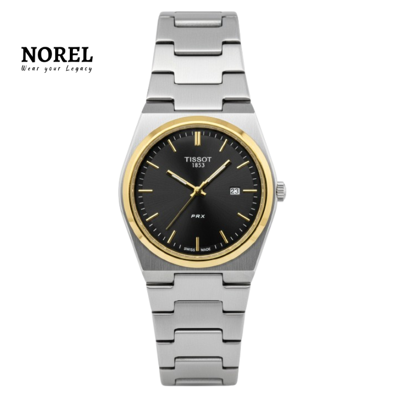 Tissot PRX 1853 – Stainless Steel Chronometer Watch For Men (Gold & Black)