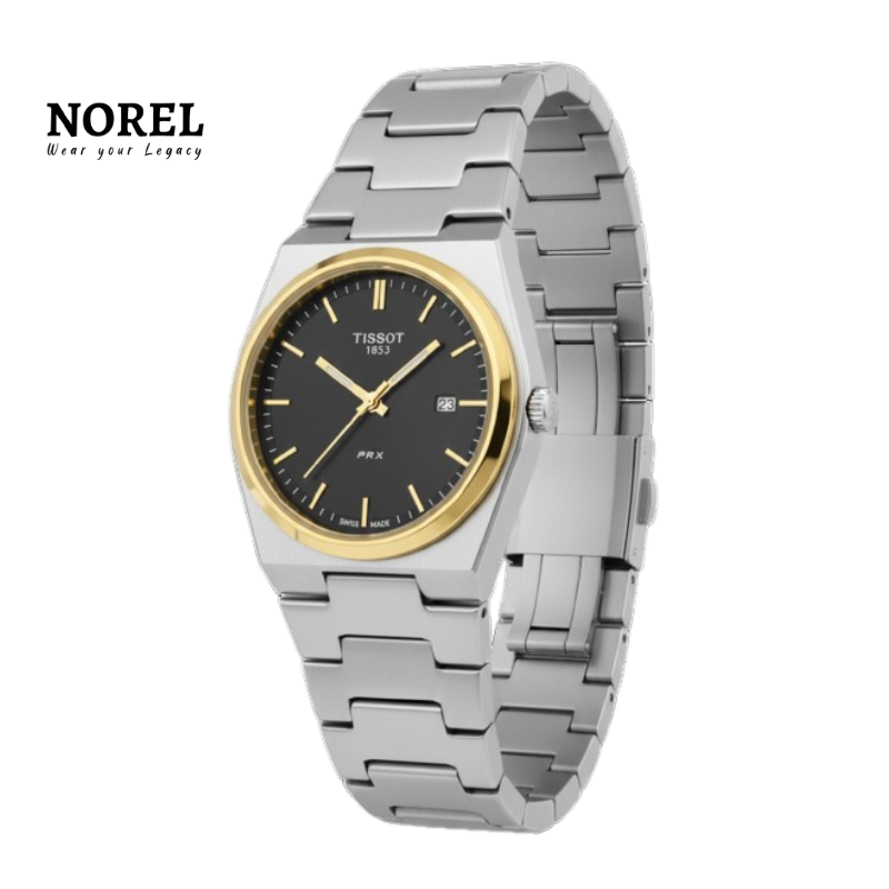 Tissot PRX 1853 – Stainless Steel Chronometer Watch For Men (Gold & Black)
