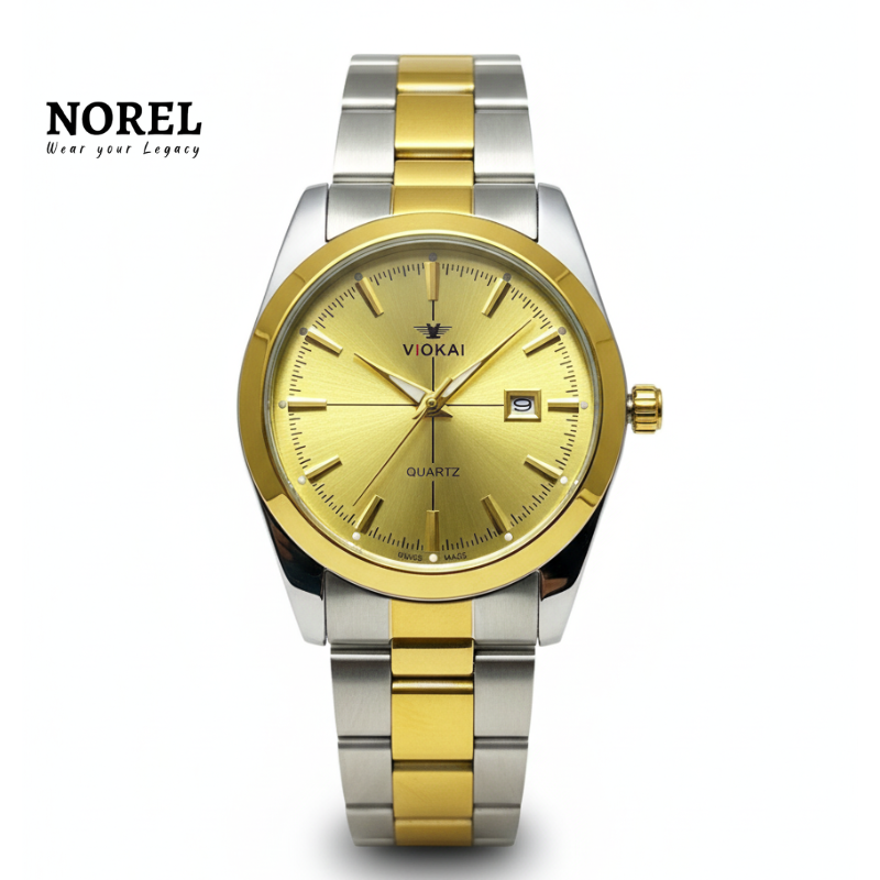 Viokai Stainless Steel Quartz Analog Watch - Gold